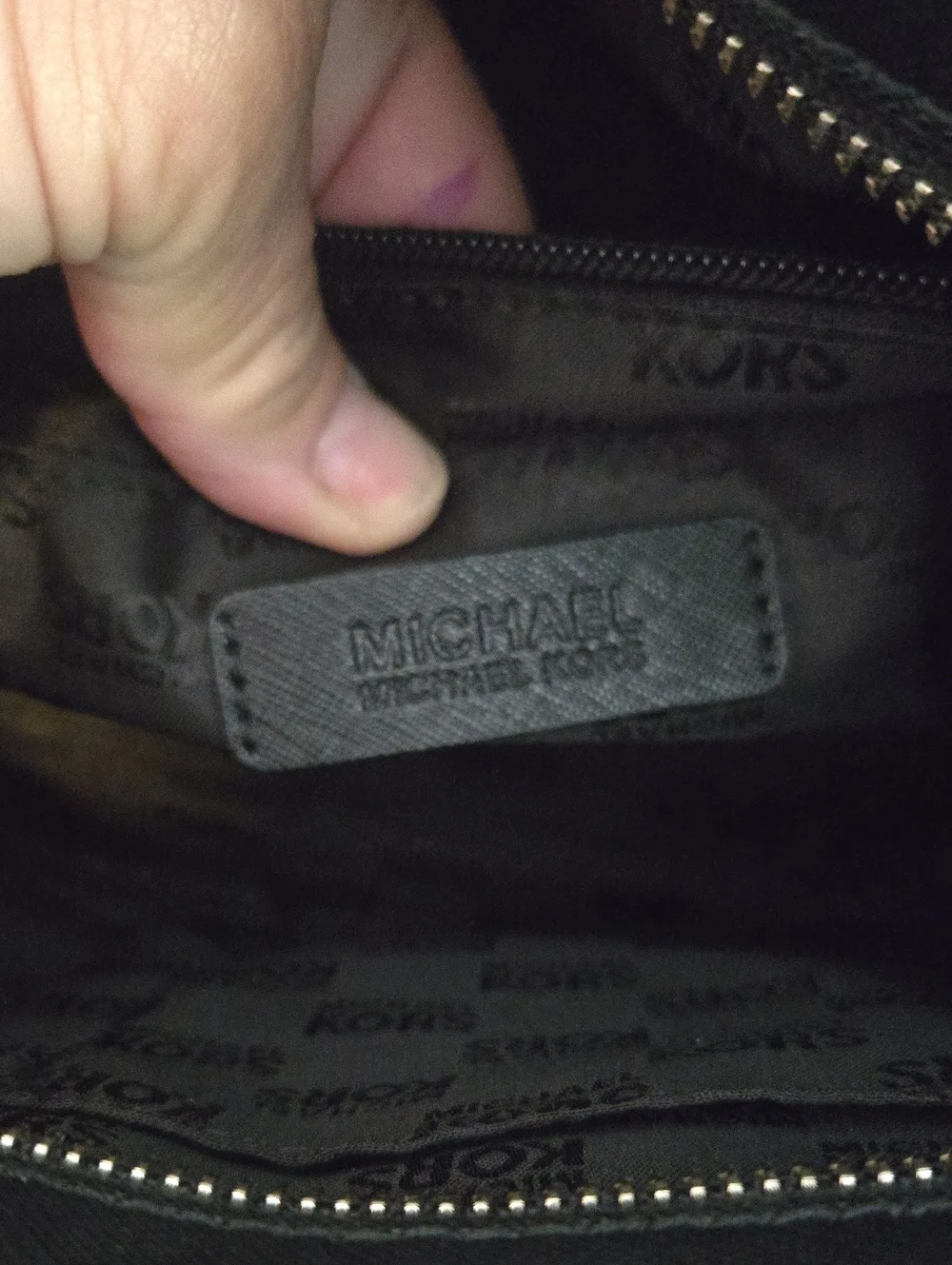 Michael Kors Black Saffiano Leather Satchel with Blue Floral Scarf EUC